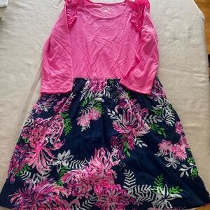 Lilly Pulitzer Pink and Navy Floral Kids Dress